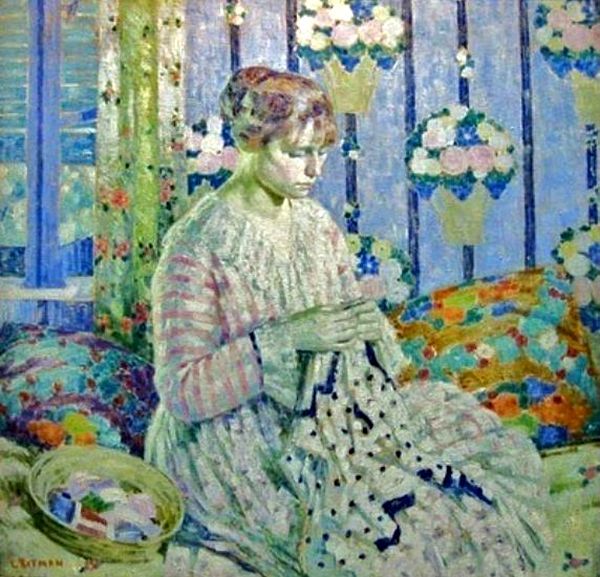 Femme cousant par Louis Ritman