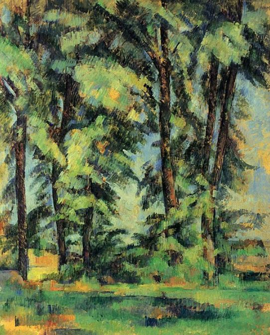 Grands arbres au Jas de Bouffan par Paul C&eacute;zanne