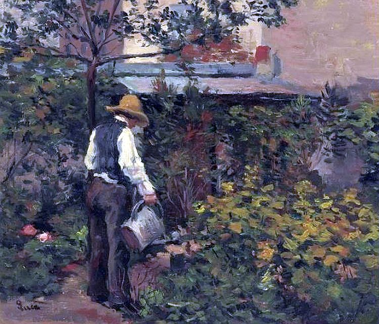 Le p&egrave;re Bail dans son jardin par Maximilien Luce